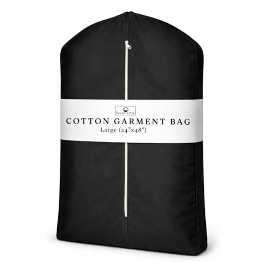 

Premium 100% Cotton Garment Bags 48" Canvas Suit Cover with YKK Zipper Breathable, Dust-Proof Storage for Suits, Coats, Dresses