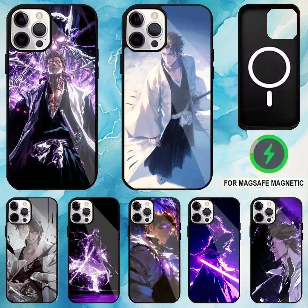 

B-Bleach Anime Aizen Phone Case For iPhone17,16,15,14,13,12,11 Plus,Pro Max Magnetic For Magsafe Wireless Charging