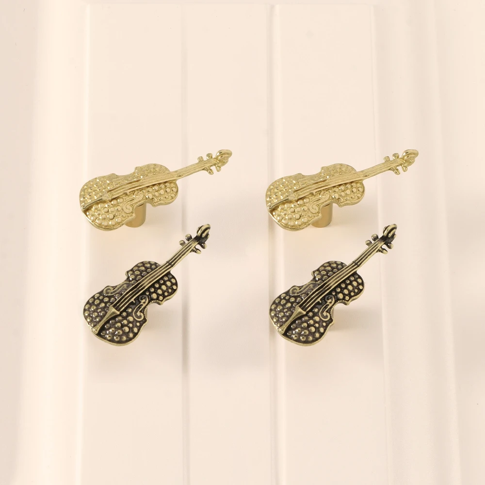 Vintage Violin Brass Cabinet Pulls Handle Musical Instrument Drawer Pull Child's Bedroom Wardrobe Drawer Handle Accessory