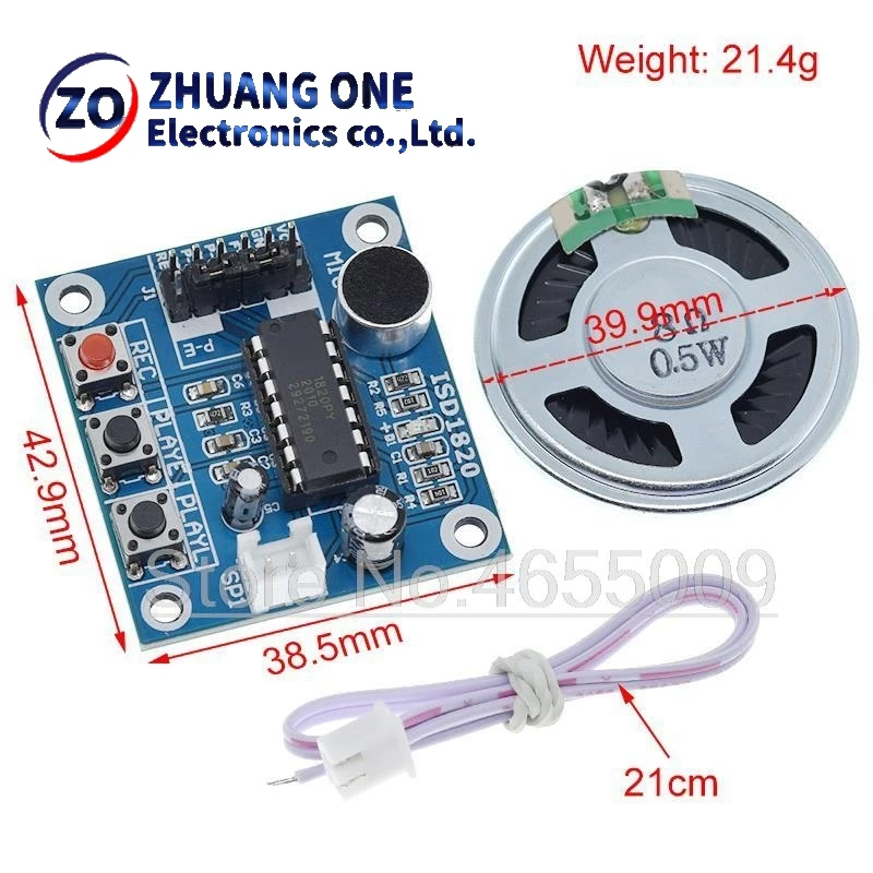 ISD1820 recording module voice module the voice board telediphone module board with Microphones + Loudspeaker for Arduino