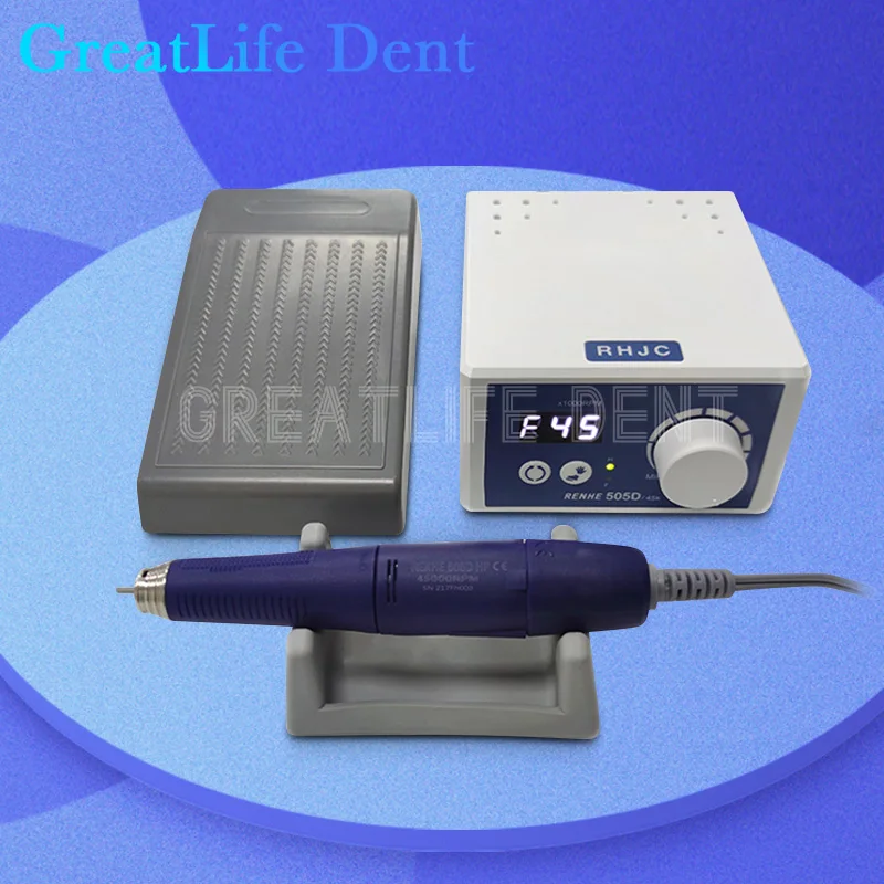 

GreatLife Dent Renhe 505D 45K 90W 45000RPM Nail Polishing Manicure Pedicure Nail Drill Machine Carbon Brush Handpiece Micromotor