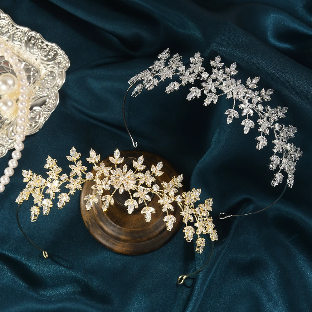 Cubic Zirconia Bridal Headband For Wedding Luxury Bridal Tiara For Wedding Party Women Hairband Bride Hair Jewelry Headdress