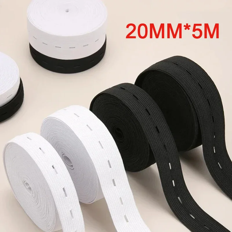5m Button Hole Elastic Belt, Braided Button Hole Elastic Belt, Elastic Stretch Belt, DIY Sewing Clothing Accessories