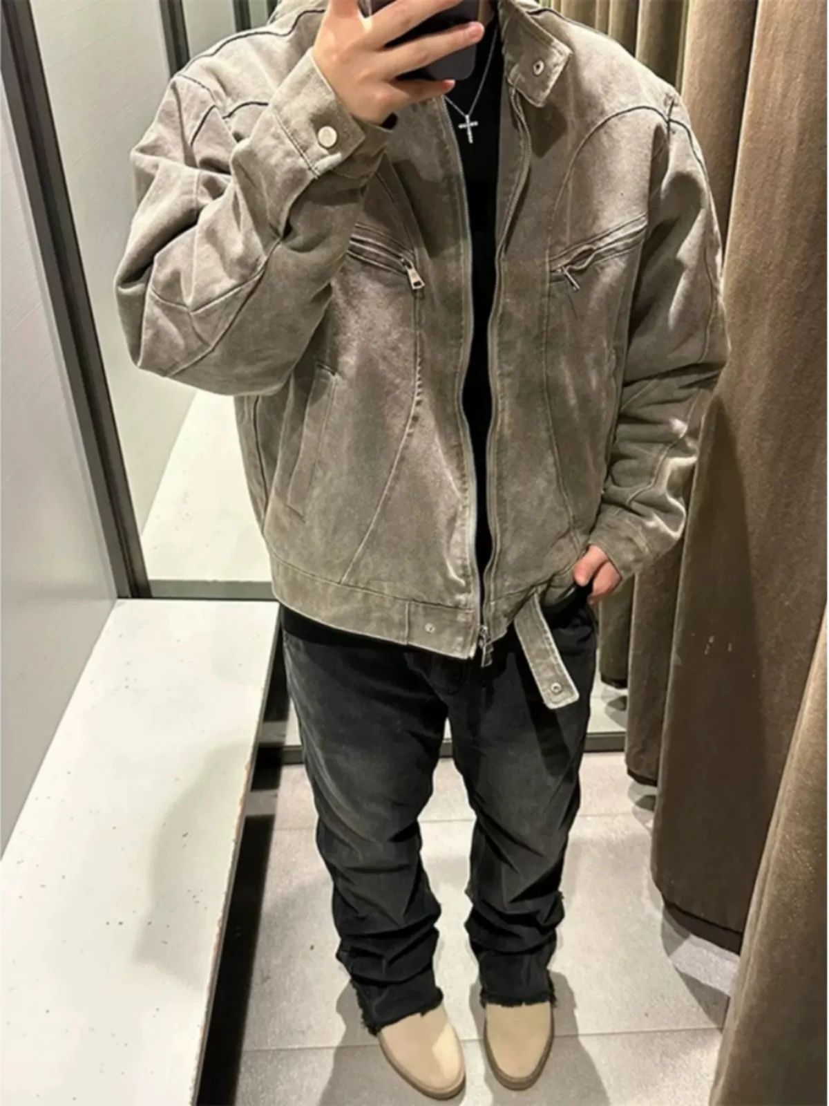 

Cleanfit ort Ha Ling Coat Men's Vintage Heavy Du Workwear Jaet Premium Feel Detroit Sle Polyester Fiber Long Sve