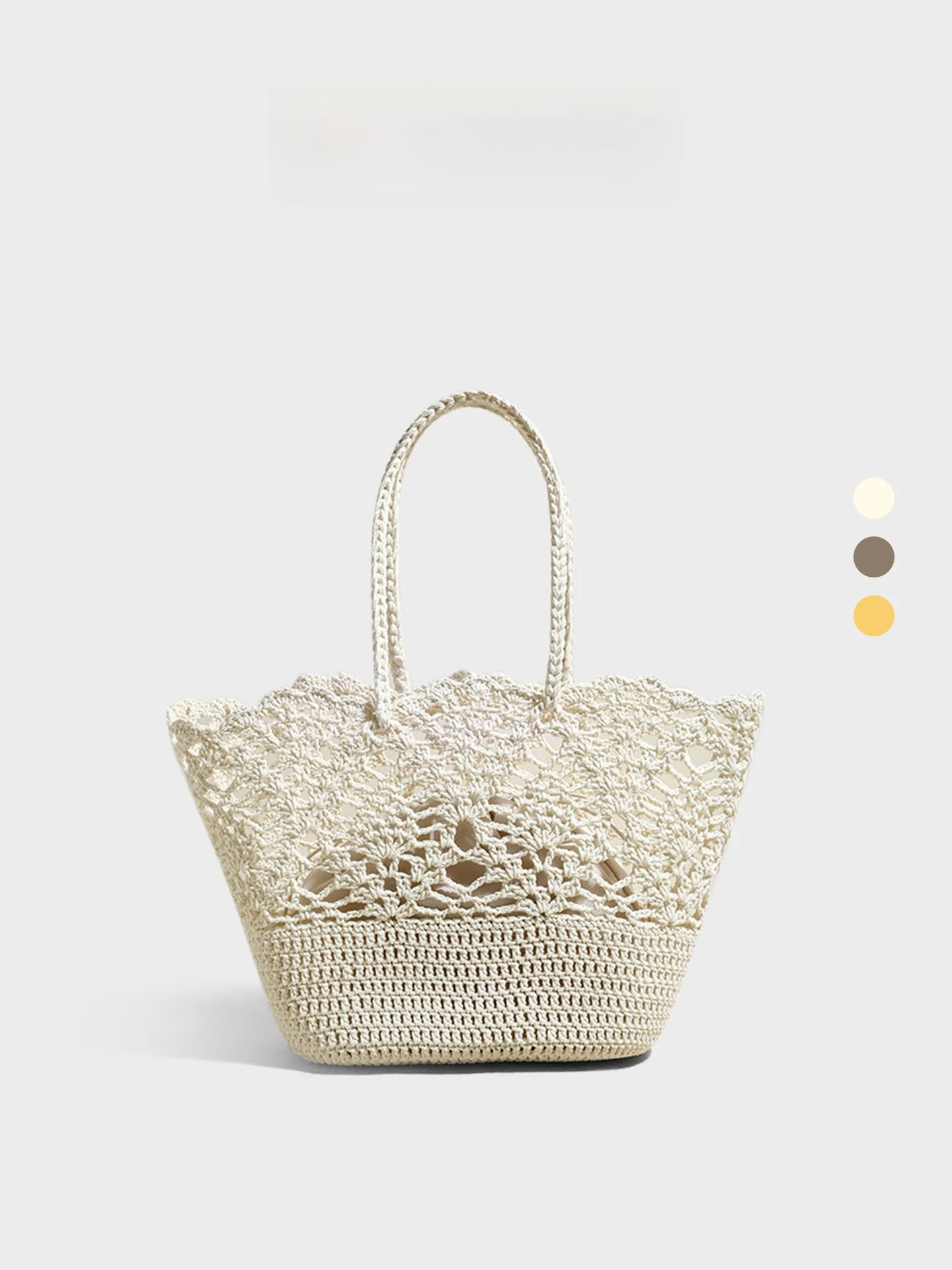 

2026 New Orange Girl Wax Rope Woven Tote Bag Vacation Style Straw Weaving Handbag Hollow out Lace Single Shoulder Bag
