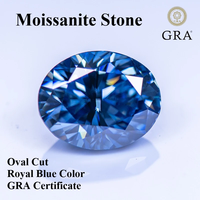 

Moissanite Stone Oval Cut Royal Blue Color VVS1 High-quality DIY Charms Jewelry Making Main Materials with Certificate