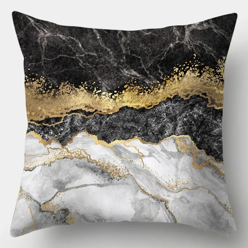 Light luxury  fashion black gold pattern pillowcase creative  living room sofa bedroom home decoration pillowcase 40x40cm 50x50