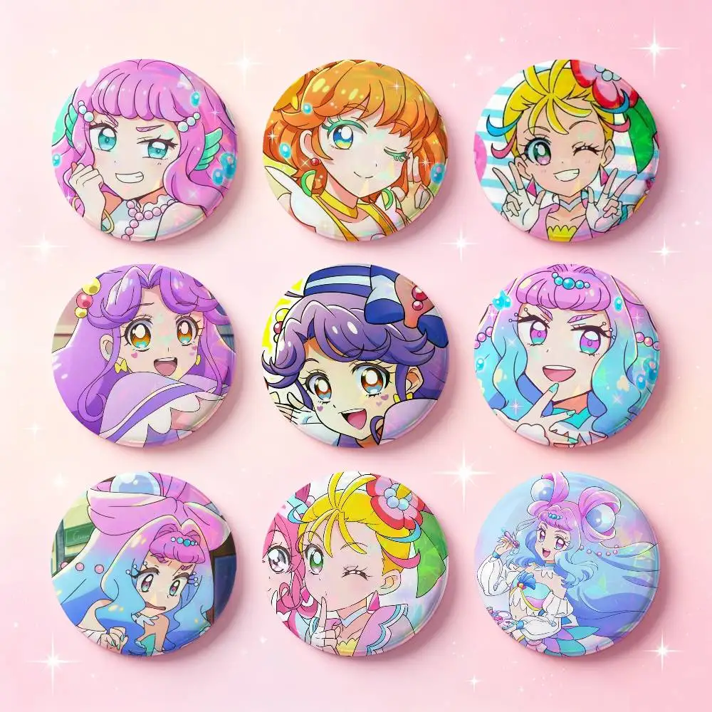 Tropical-Rouge! Pretty Cure Anime Badges Button Round Creative Pin Brooch Badge Bag Decor Accessories Fans Collect Friends Gifts