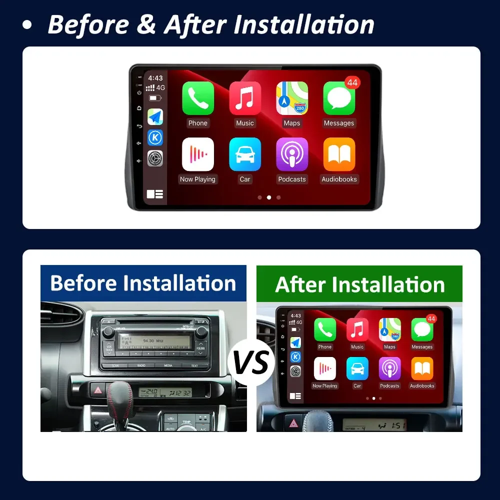 Android 14 2 Din Car Multimedia Player For Toyota Wish 2010+ Head Unit Stereo GPS Navigation BT WIFI
