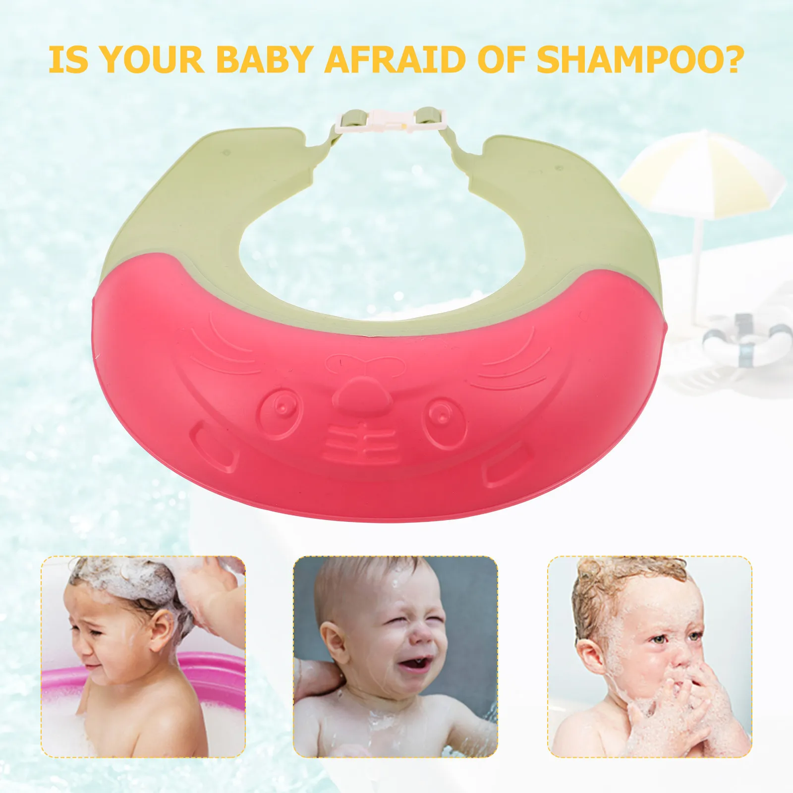 

Baby Bath Hat Shield Toddler Shower Cap Cute Cartoon Tiger Design Water Caps for Swimming Soft Comfortable Fit