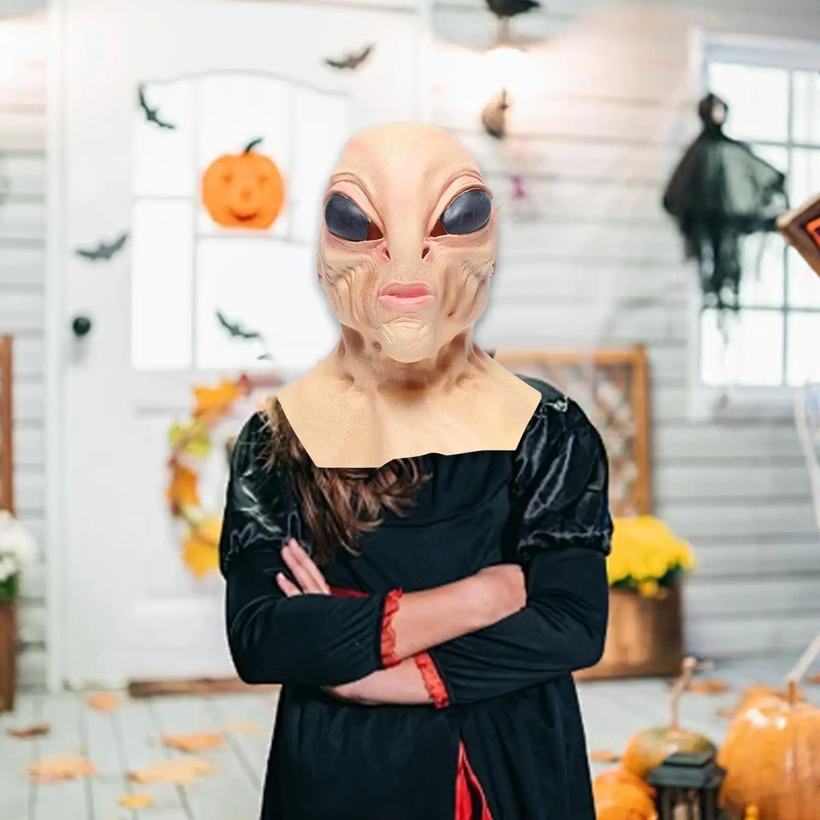 

Маска инопланетянина на Хэллоуин, страшный головной убор для взрослых и подростков, головной убор для ночного клуба, ролевые игры, тематическая вечеринка по случаю дня рождения, сценическое выступление