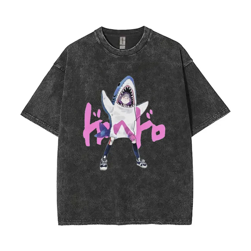 Dorohedoro Kaiman Nikaido Graphic T-shirt Vintage Washed Industrial Post-Apocalyptic Anime Merch Harajuku Unisex Sleeve Tee Tops