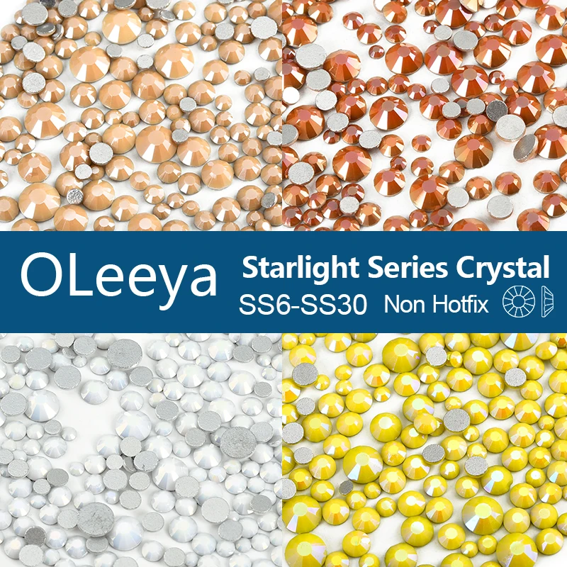 OLeeya Glass Rhinestones SS6-SS30 Flatback Crystal Strass Stones Non Hotfix Glitter Gems for Nail Art DIY Crafts Decoration