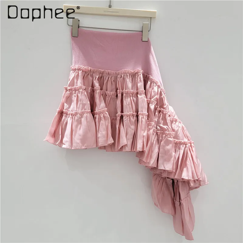 

Irregular Skirt Two Ways To Wear Tube Top Vest Women's Summer Design Sexy Ruffle Edge Streamer Black Skirt 2025 New