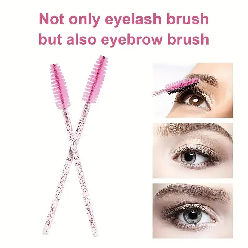 50/100/200pcs Crystal Eyelash Brush and Eyebrow Brush Set，Convenient For Applying Mascara And Extending Eyelashes