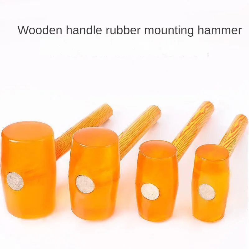 

Transparent Rubber Hammer Finishing Tile Beat Leveling Rubber Hammer Wooden Handle Bullstring Hammer 50mm-75mm
