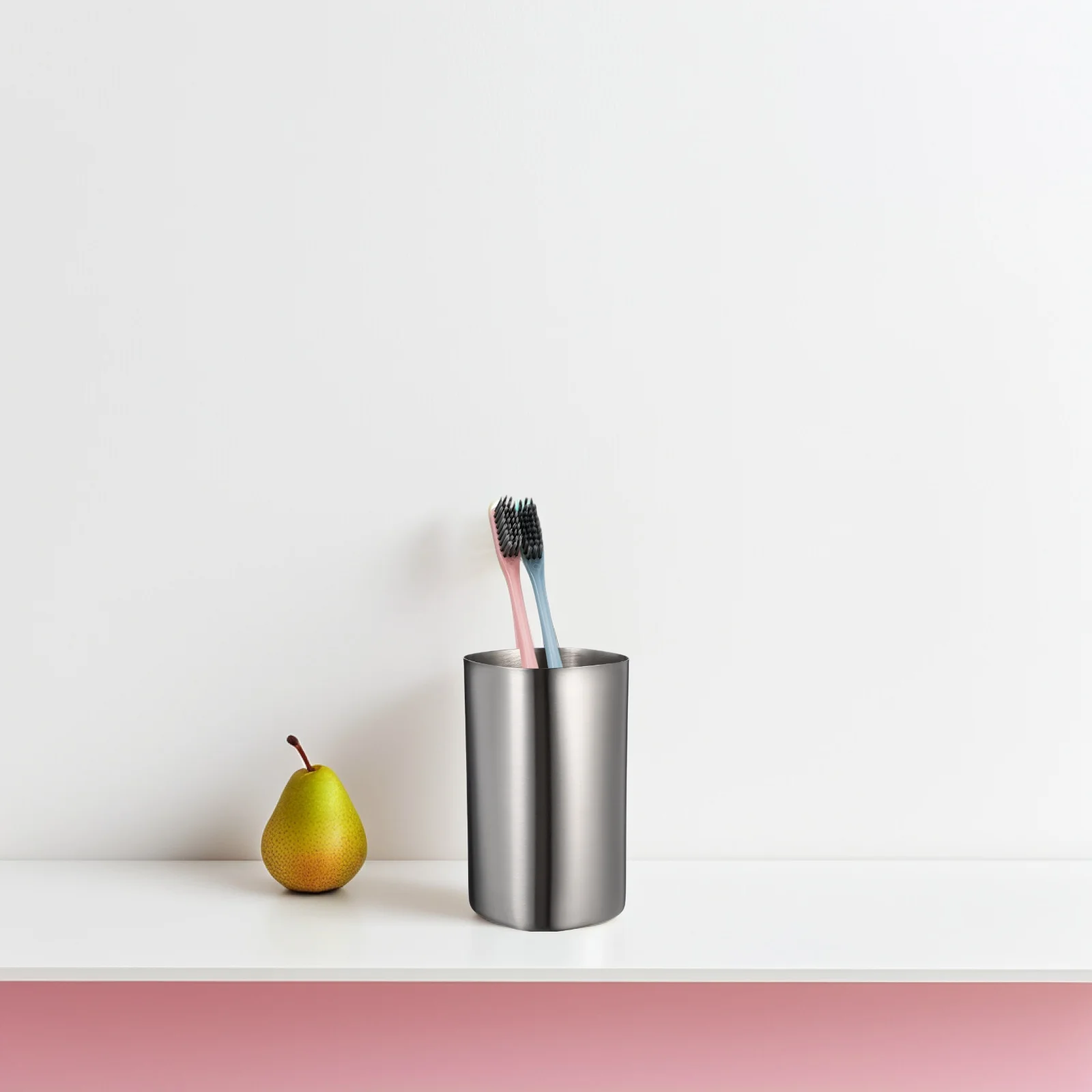 1 قطعة بهلوان معدني من الفولاذ المقاوم للصدأ فرشاة أسنان كوب خفيف الوزن وسهل التنظيف للحمام المنزلي كوب معدني القدح