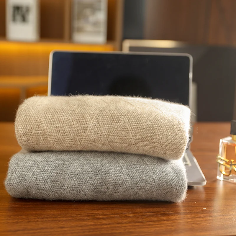 Sweater Kasmir Pria Berkualitas Tinggi 2025, Sweater Kerah Bulat Klasik, Lembut dan Nyaman, Kasual Bisnis, 100% Kasmir Pullover