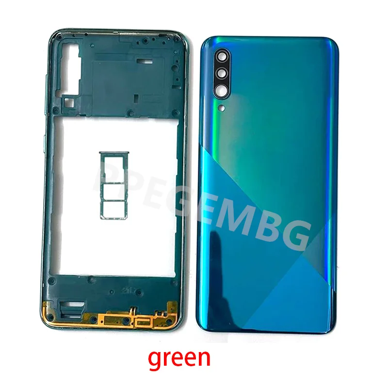 NEW For Samsung Galaxy A30s A307 Housing Middle Frame Chassis battery cover shell Lid Case Rear Back Panel camera Glass Sim slot