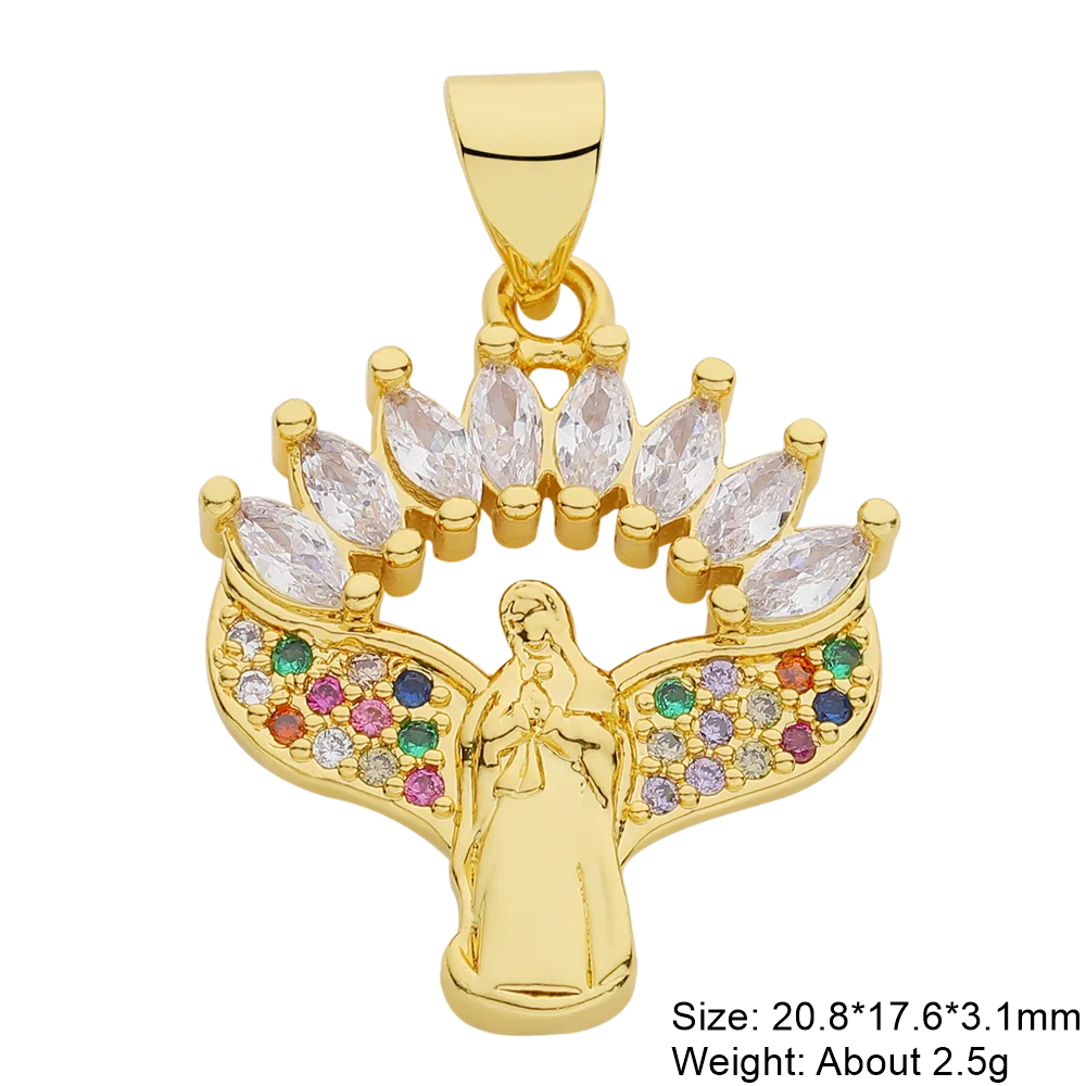 Juya handgefertigter, 18 Karat vergoldeter religiöser Medaillen-Souvenir-Anhänger, Heiliger Therese, Jungfrau Maria, christliche Charms-Zubehör – Detail 25