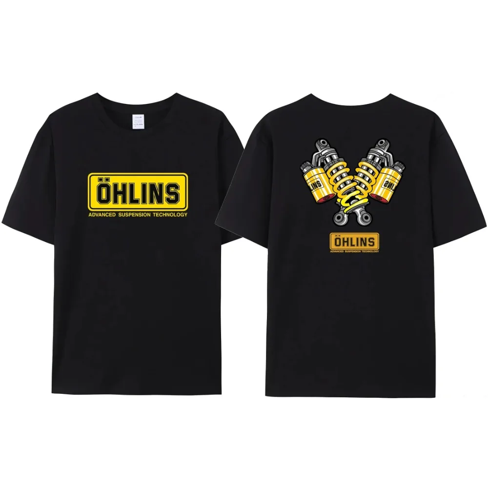 2024 New Men's Unique Ohlins Sports Racing T-Shirt Pure Cotton Casual Shock Ohlins RXF34 M.2 Men's Comfortable and Popular Tee