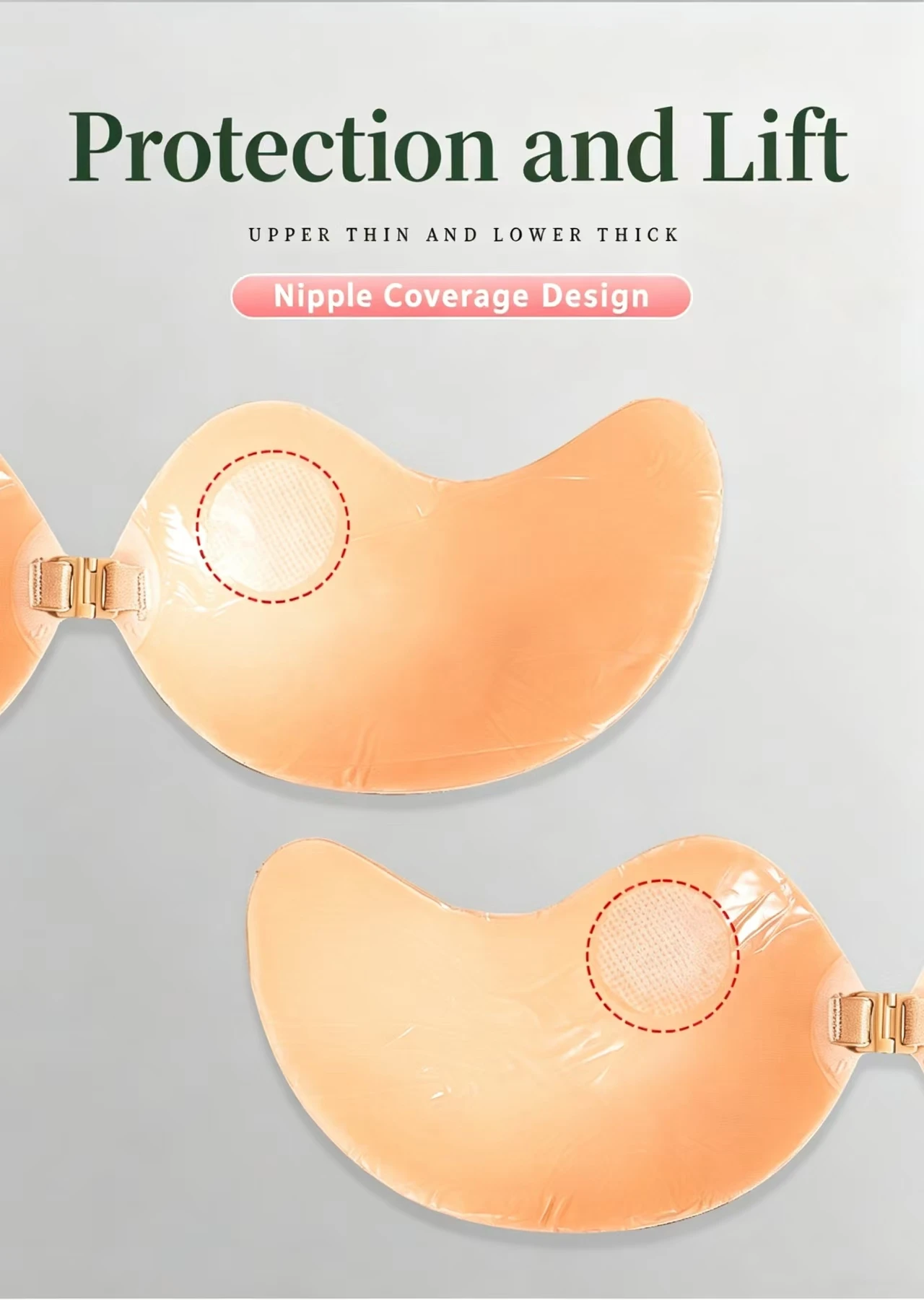 VC Invisible Sticky Bra for Women Adhesive Silicone Push Up Bra Reusable Self Adhesive Breast Lift Bra for Wedding Evening Dress