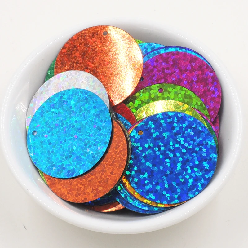 공예에 대 한 10 그램/갑 30mm 장식 조각 대형 라운드 장식 조각 Paillettes Lentejuelas With1 측면 구멍 DIY 드레스 수동 재봉 액세서리