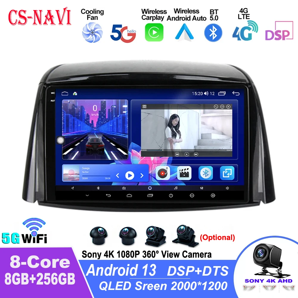 

Android 13 For Renault Koleos 2008 - 2016 Wireless Carplay Multimedia Navigation Video 4G Player GPS No 2Din DVD Auto BT WIFI