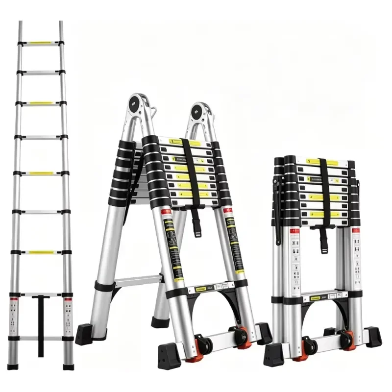 Aluminum Alloy 9-Stage 150kg Load Capacity Telescopic Folding Extension Ladder with Modern Design