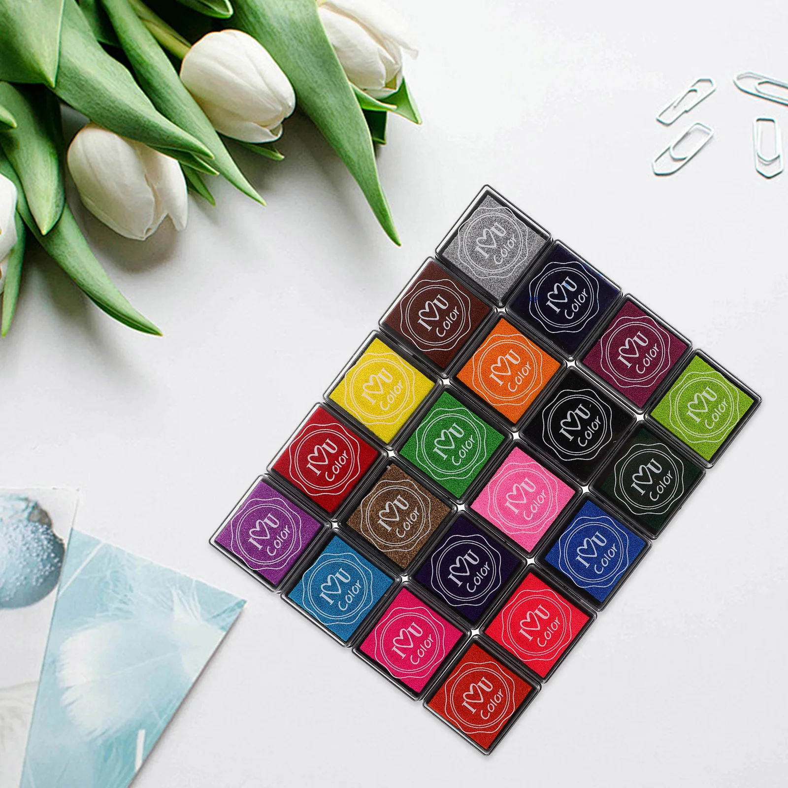 

20 Colorful Pads Set Kids Fingerprint Finger Painting Washable Stamp Craft Supplies Bright Unisex Projects