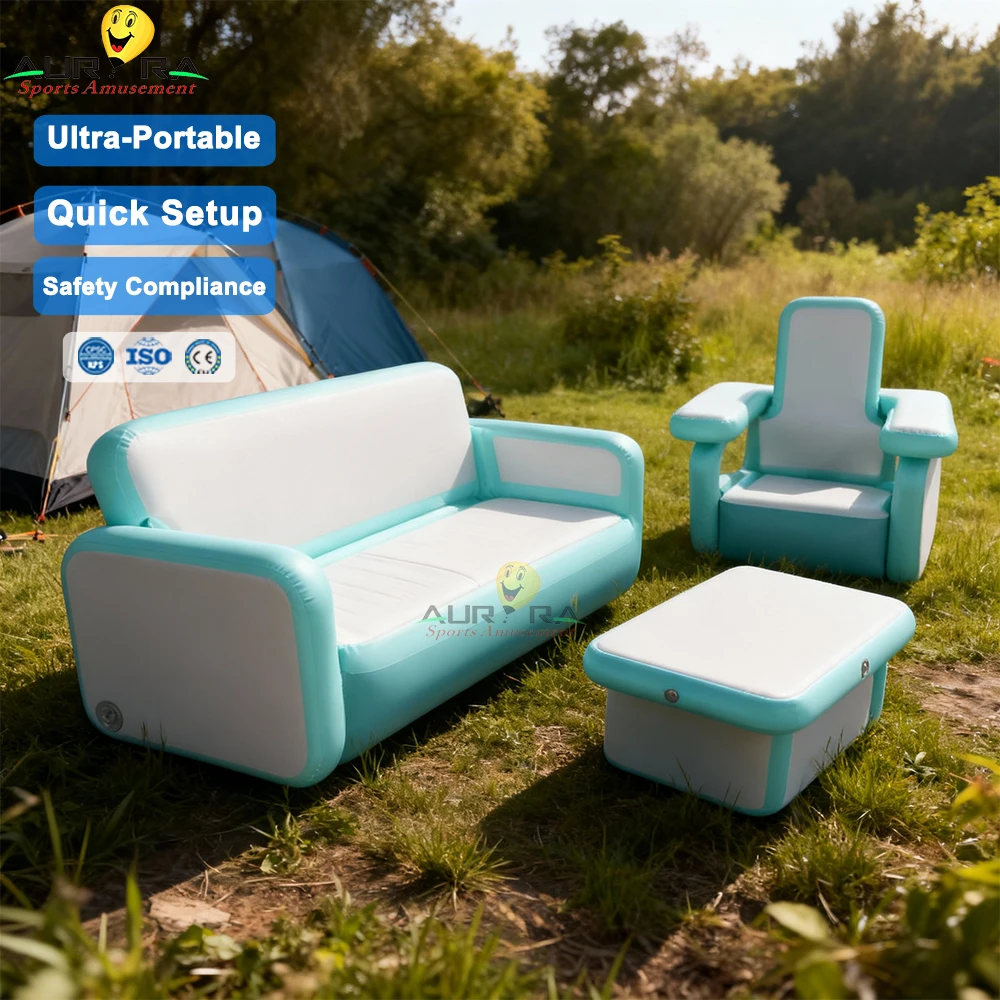 Foldable Portable Inflatable Camping Chair Table Set Lightweight Outdoor Furniture Garden Picnic Beach Family Leisure Use