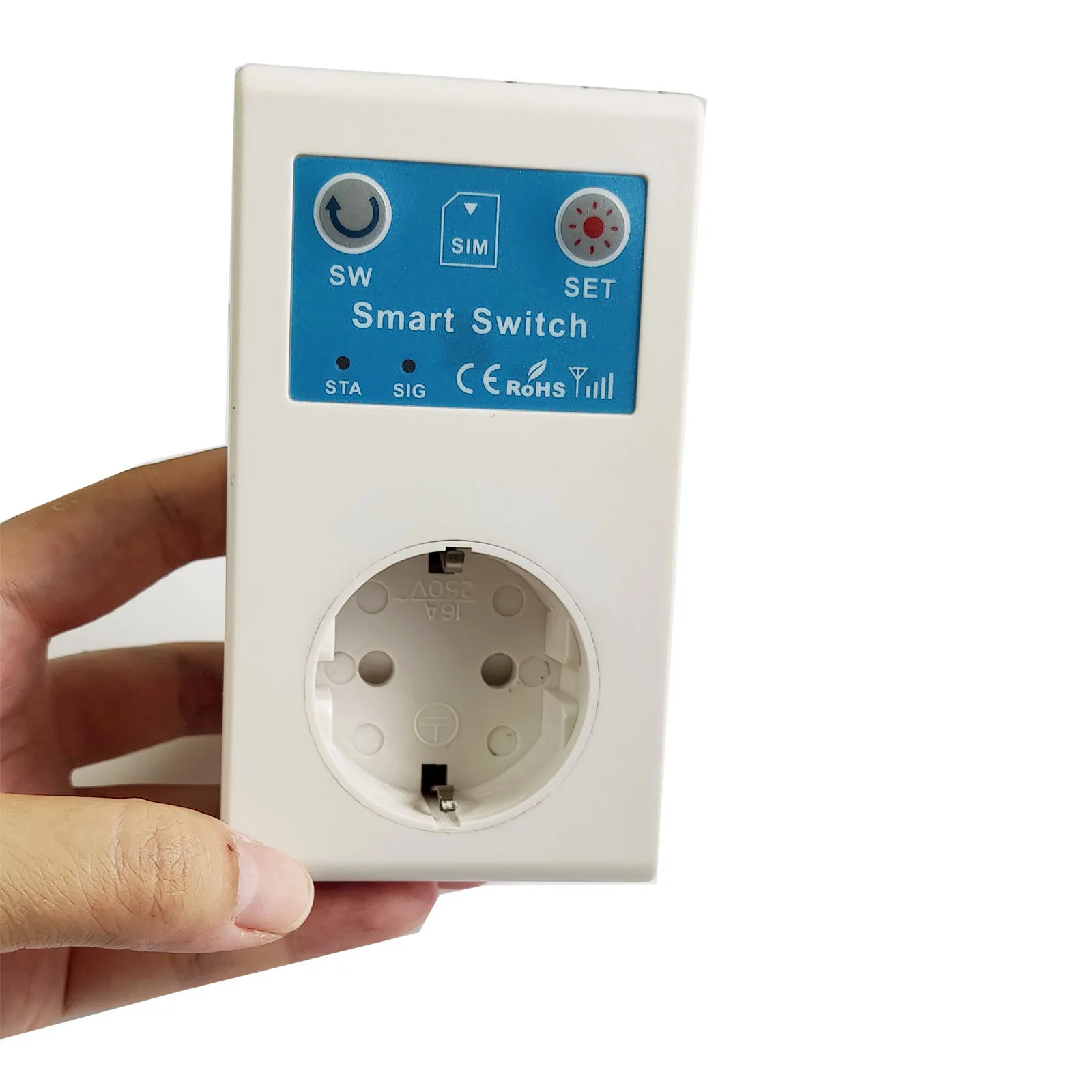 Plugue padrão gsm para tomada, plugue elétrico inteligente com sensor de temperatura e controle de comando por sms, energia e comentário após desligamento