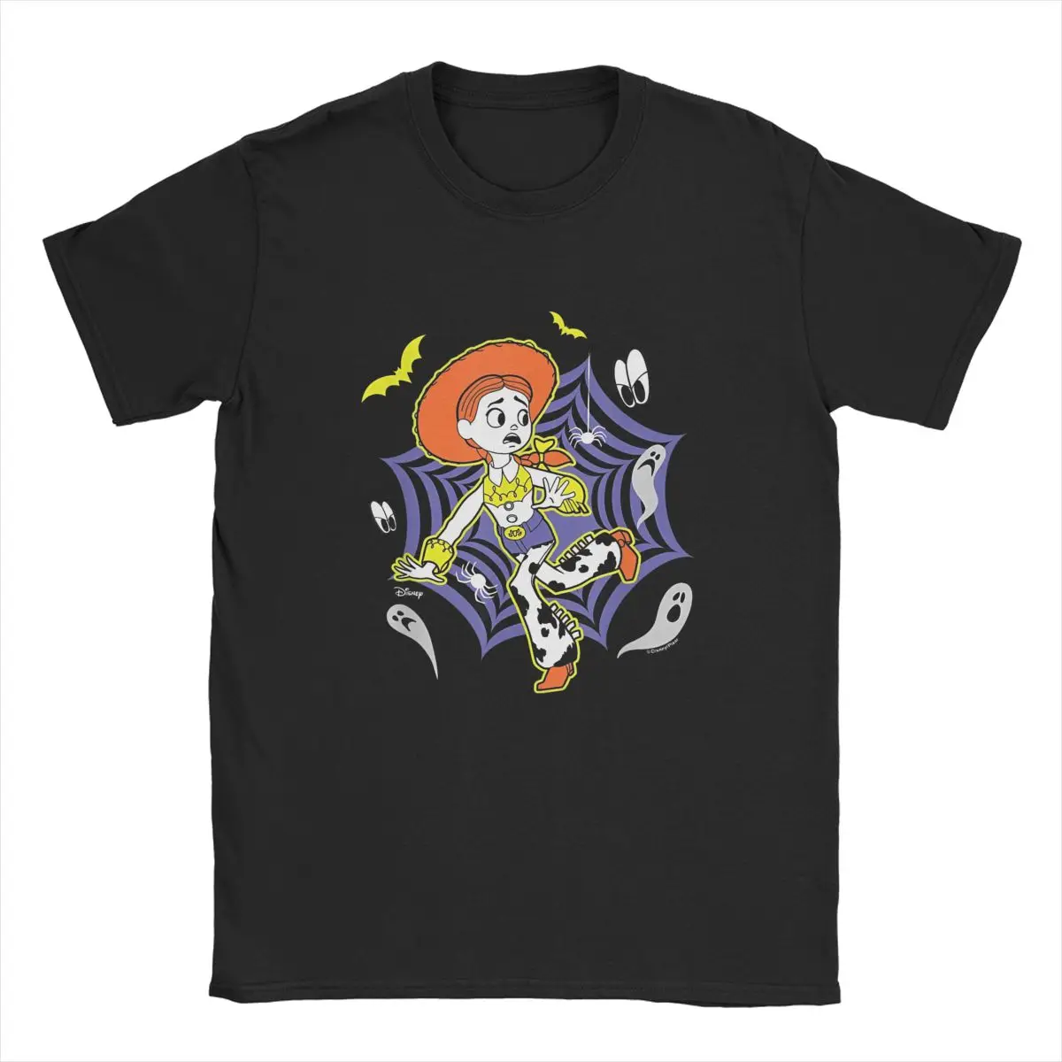 Toy Story Jessie Halloween Spider Web With Men's T Shirt Bats And Ghosts Humorous Tees Short Sleeve Crew Neck T-Shirts Pure Cott