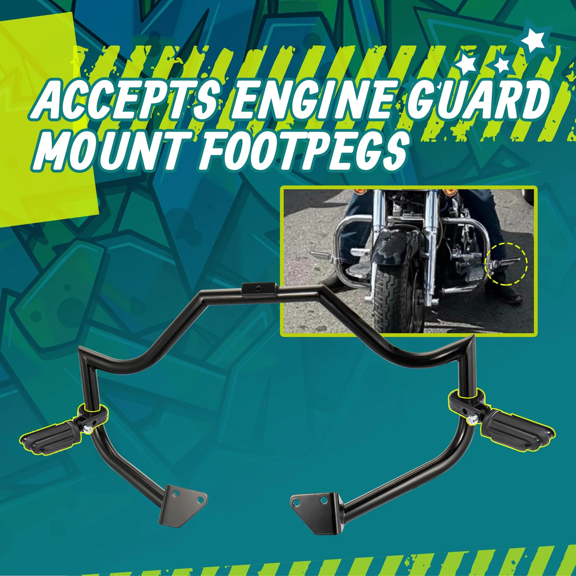 다이나 엔진 가드 미스훅 하이웨이 크래시 바 1.25인치 팻바이크용 (할리 2006-2017 스트리트 밥 FXDB 팻밥 FXDF 로우 라이더 FXDL FXDWG)