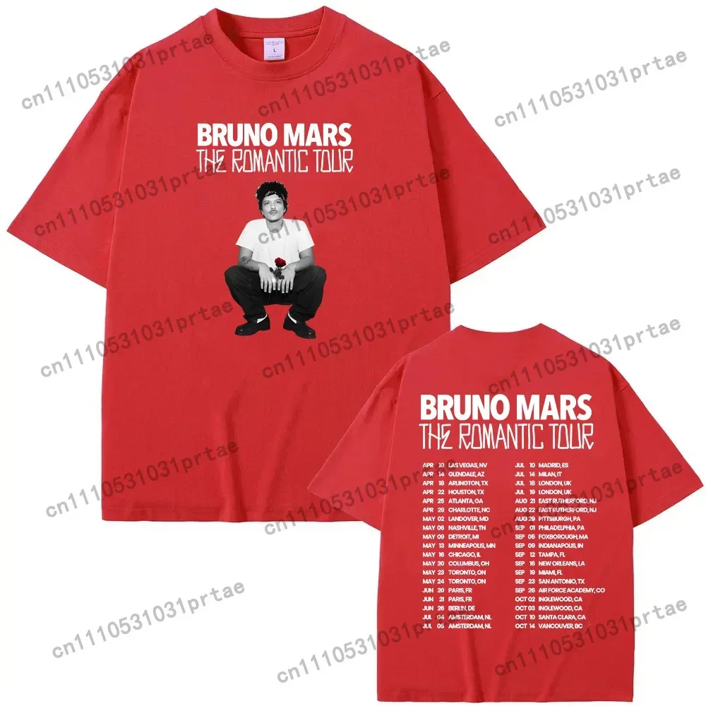 The Romantic Tour TEE American singer-songwriter Bruno Mars High Quality Fashion Tee-shirt Fashion 100%Cotton Camisetas Black