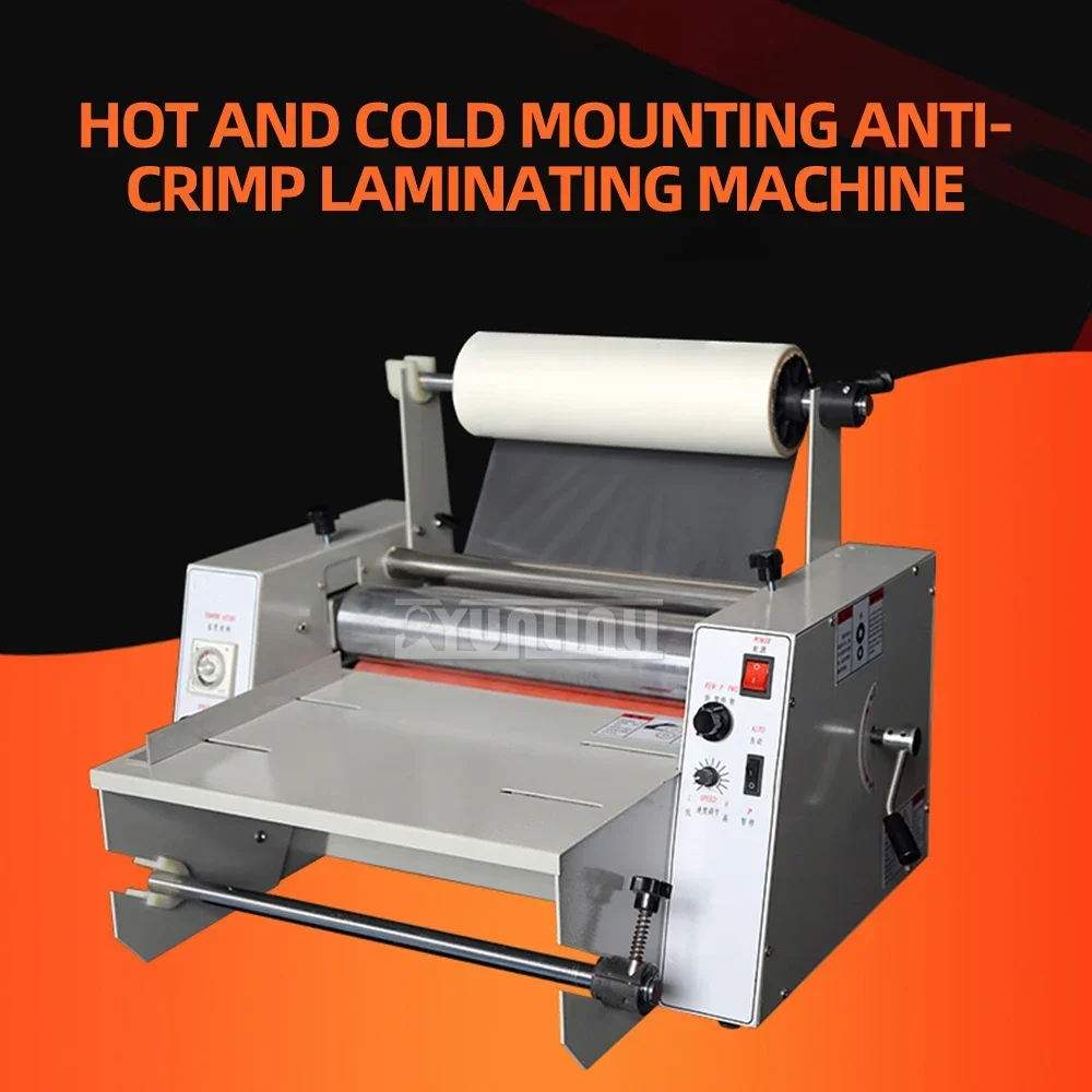 DC-380 Laminating Machine 110V-220V Anti-curl Laminating Machine 365mm Width Single and Double Sided Steel Roller TEMP Control