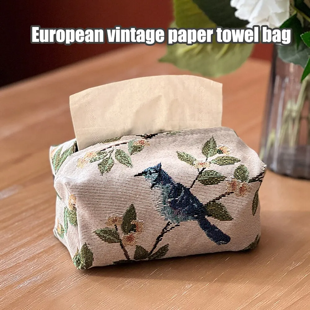 Paper Drawing Bag Tissue Box European Retro StyleTissue Case Tissue Cover Fabric Drawing Box Living Room Paper Household Desktop