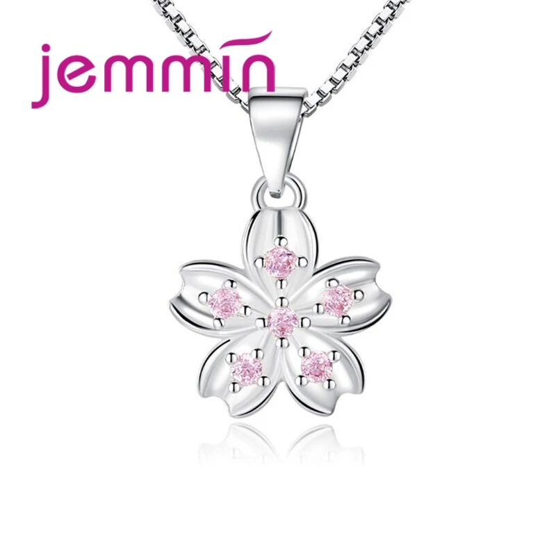 925 Sterling Silver Cubic Zirconia Charm Infinity Beautiful Flower Dangle Detachable Female Anniversary Necklace Gift