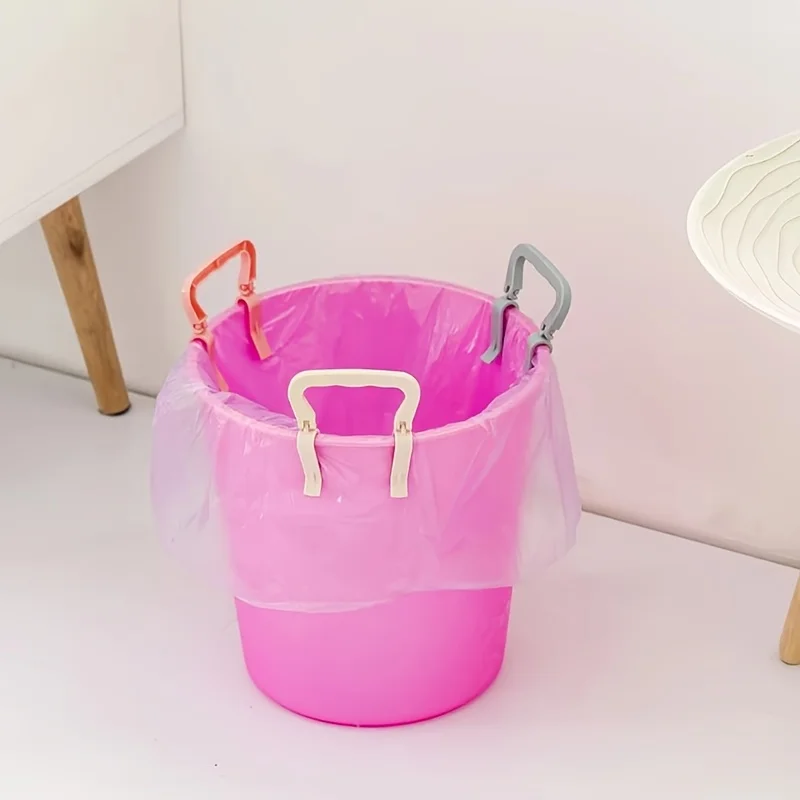 2pcs/1pack Creative Plastic Garbage Bag Fixing Clip Little Non-slip Trash Can Edge Clip Side Fixed Waste Can Bag Clamp Kitchen