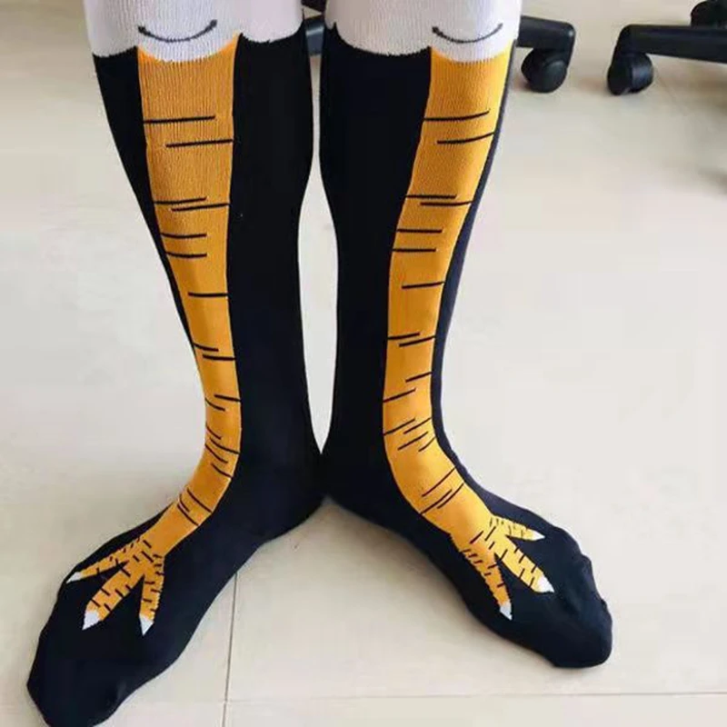 Fashion Chicken Paws Feet Long Socks Women 3D Print Socks Funny Cartoon Cotton Creative Claw Ladies Above Knee High Sock носки