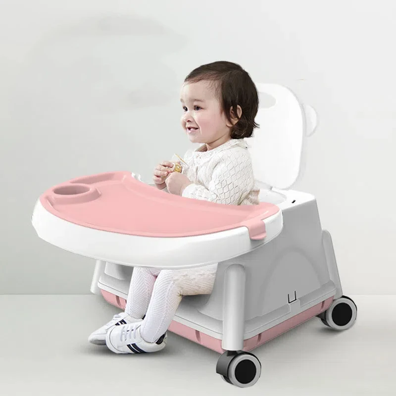 كرسي مرتفع للأطفال 3 في 1 قابل للطي ومحمول - كرسي طعام للأطفال الرضع قابل للتعديل مع صينية قابلة للإزالة