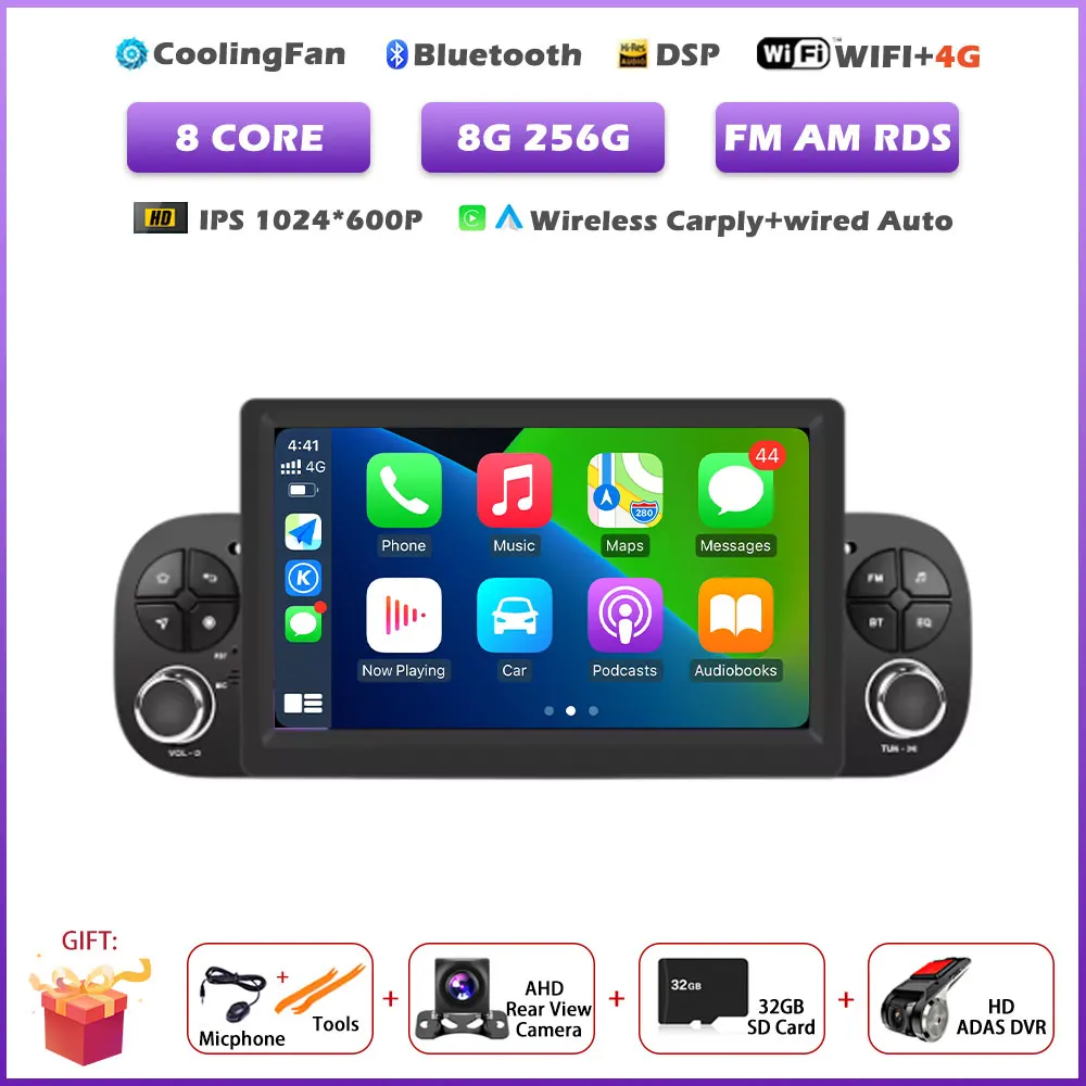 Android 16 Auto Voor Fiat Panda 2013-2020 Draadloze Carplay Autoradio Gps-navigatie Multimedia Video Player Audio Head Unit gereedschap