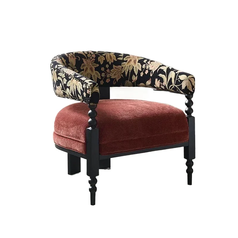 

French solid wood single sofa chair, simple retro leisure hotel reception chair