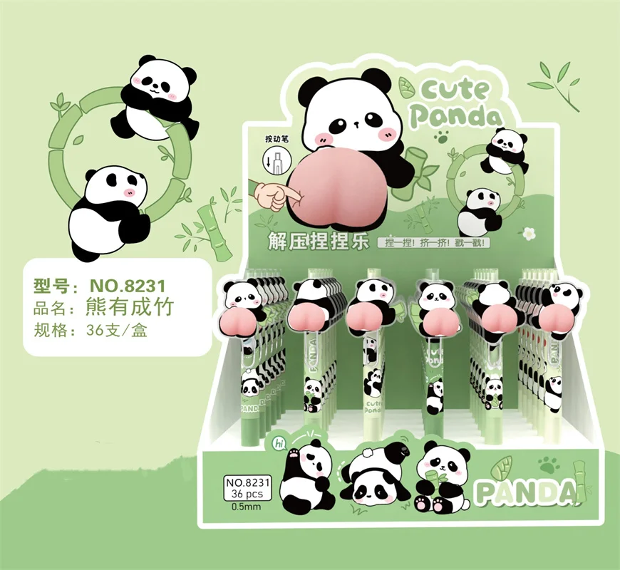 

36pcs/lot Creative Panda Gel Pen Cute 0.5mm Black Ink Signature Pens Stationery Gift School Writing Supplies