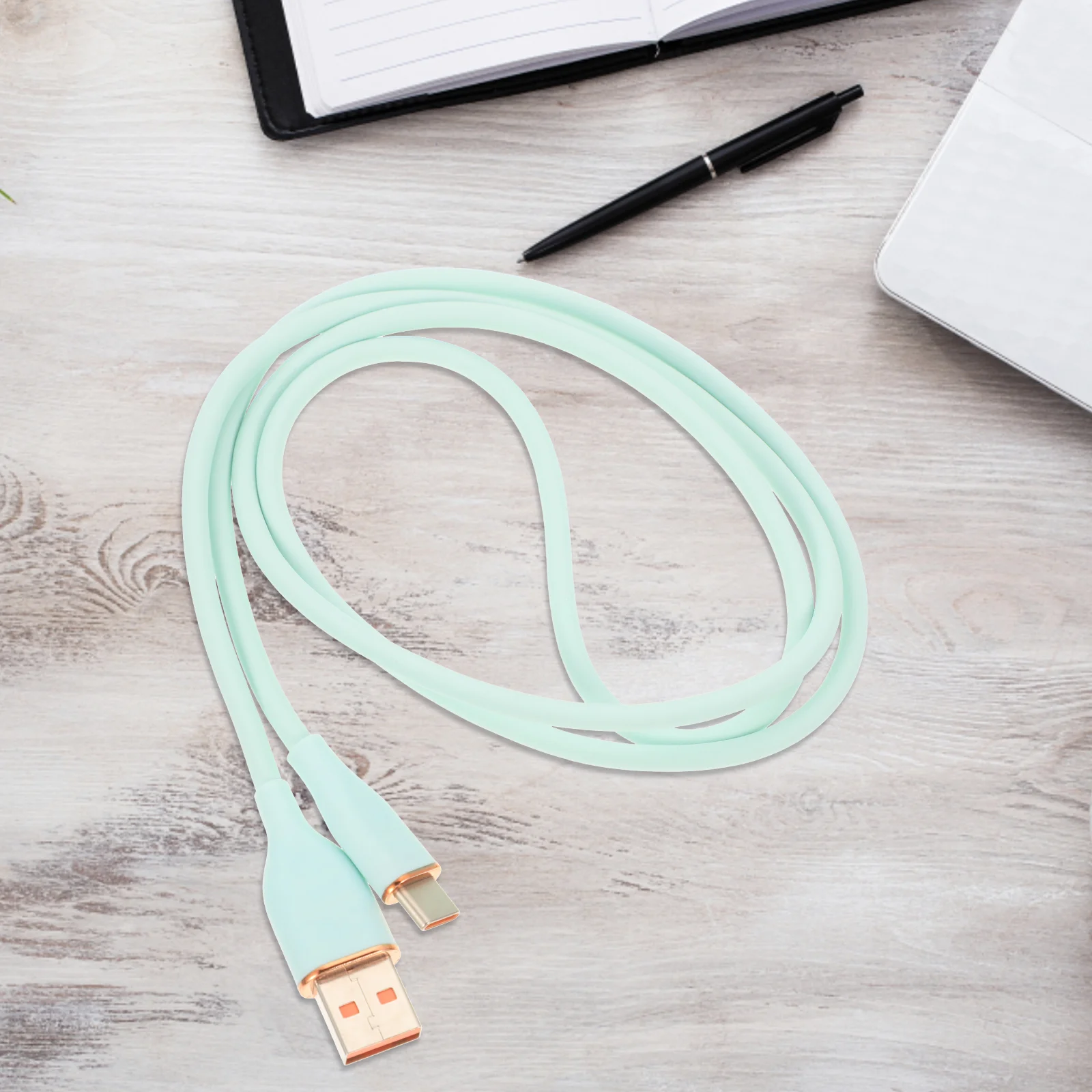 Charging Cable Data Line Long Type-c USB Flexible 120X16X1CM Durable Phone Light Green Portable Mobile Adapter