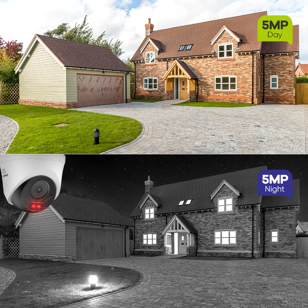 SANNCE 8CH NVR 5MP كاميرا مراقبة أمنية منزلية خارجية حماية شبكة IR ذكية IR رؤية نهارية/ليلية ميكروفون مدمج