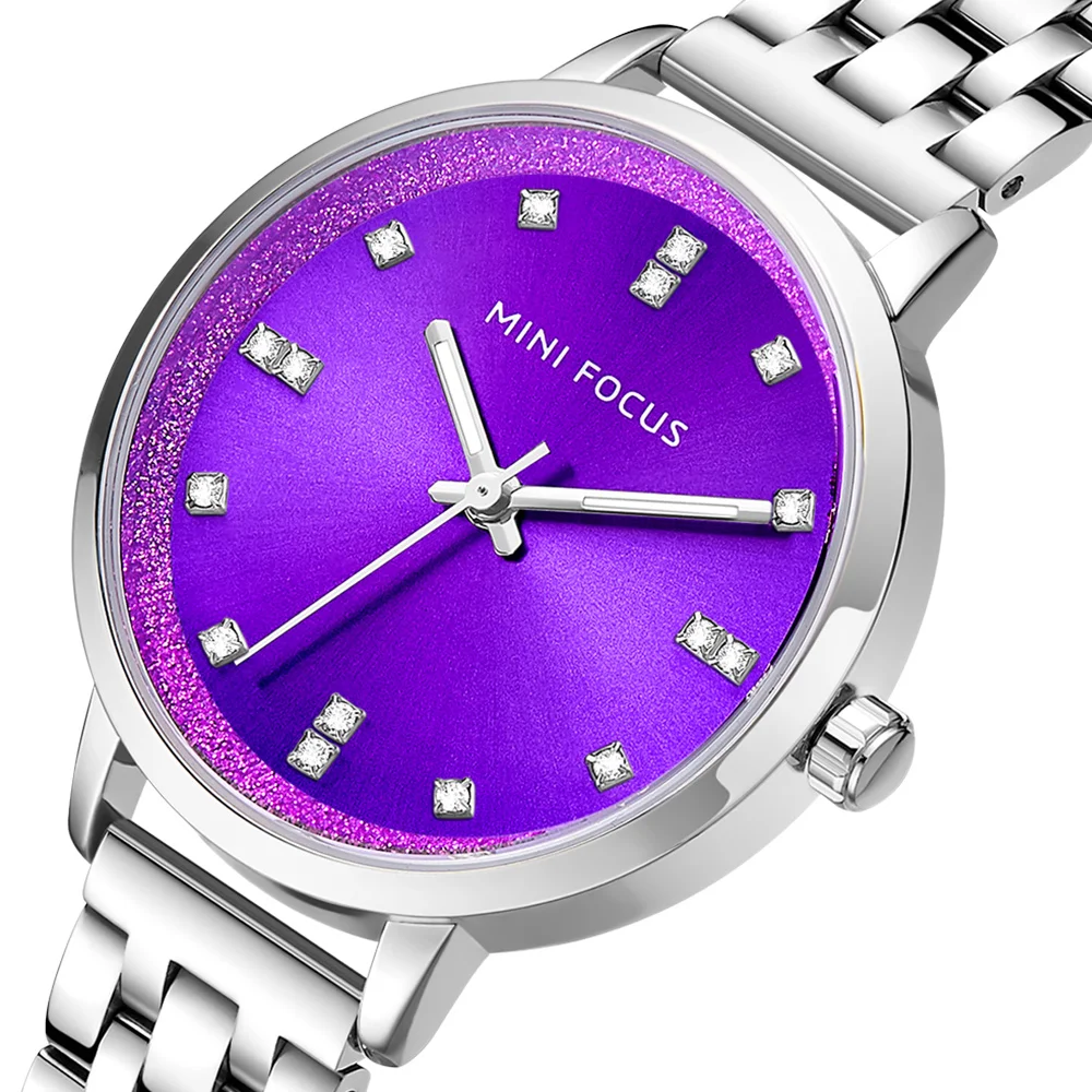 

Mini Focus MF0047L Business Watch Fashion Stylish Silver Stainless Steel Band Blue Dial Waterproof Women Quartz Watches