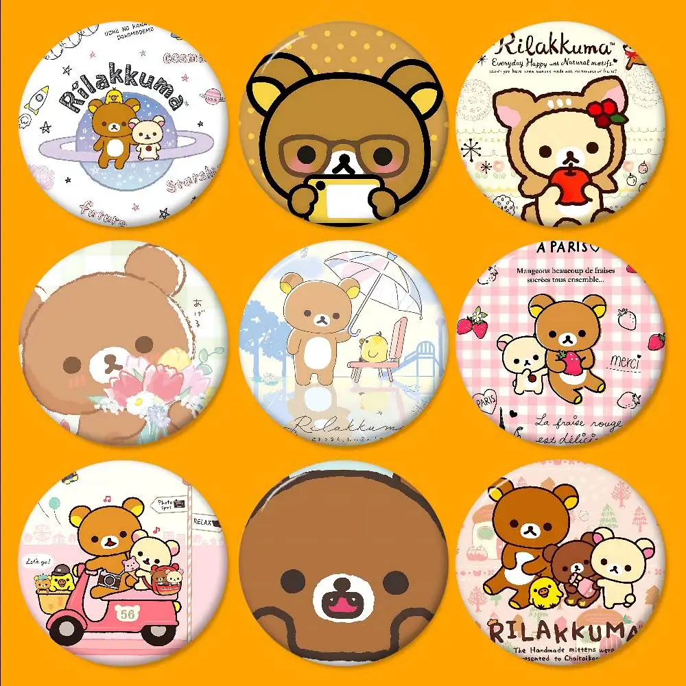 R-Rilakkuma Tinplate Soft Button Pin Brooch Metal Badge Custom Jewelry Accessories Hat Bag Lapel