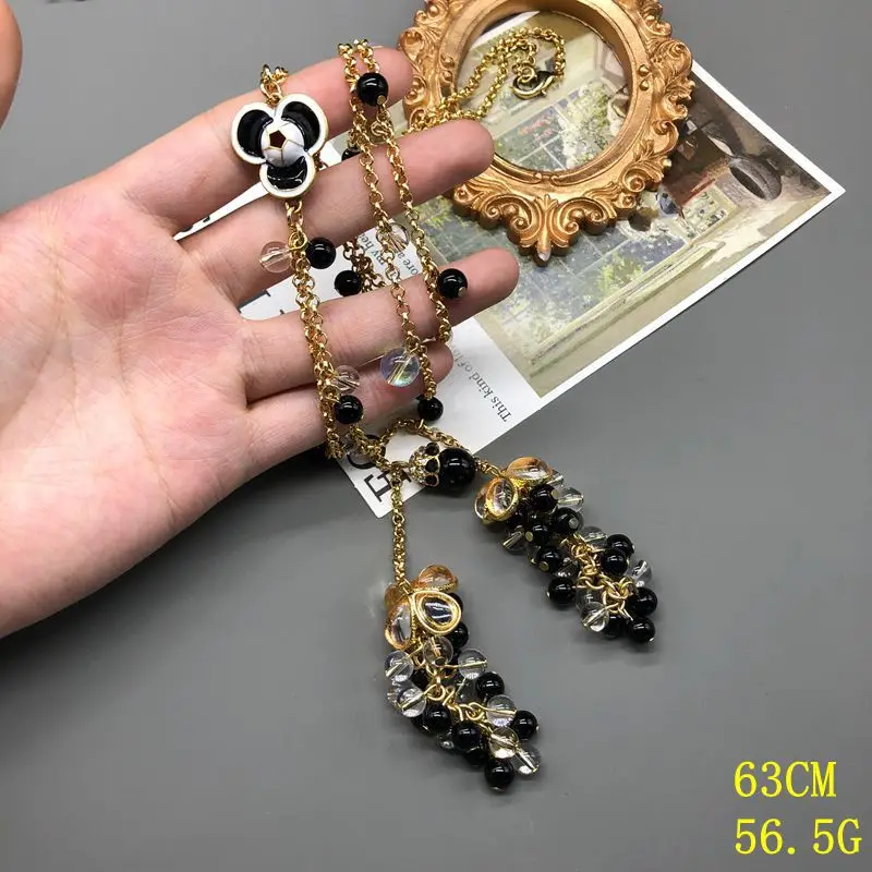 Stylish elegant necklace retro style flower drop glaze grape pendant fashion versatile necklace jewelry