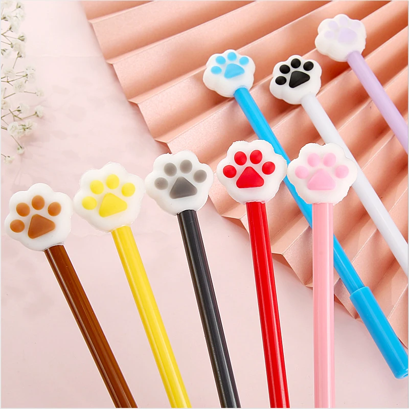 Cartoon Gel Pens Set Creative Cat's Claw Three-dimensional Shape Pvc Soft Rubber Student Stationery Pen 0.5mm Back To School